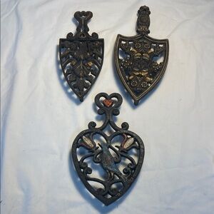Vintage Ornate Cast IronTrivets Large size
